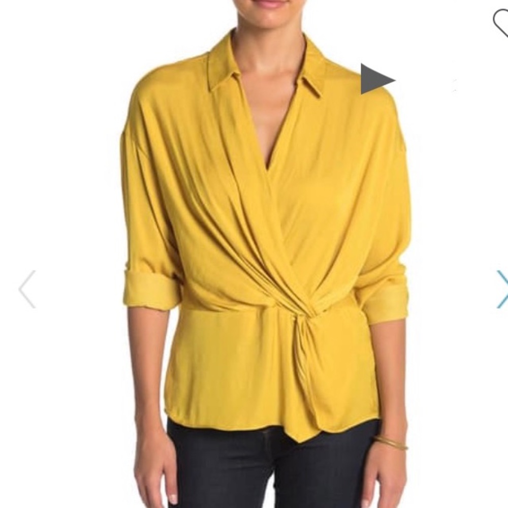 Naked Zebra Yellow Ling Sleeved Satin Blouse